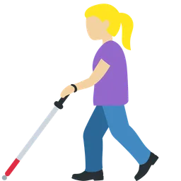 Woman with White Cane: Medium-Light Skin Tone — Twitter