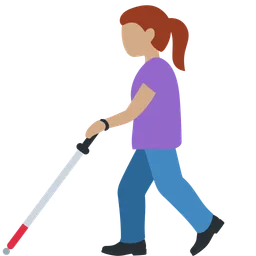 Woman with White Cane: Medium Skin Tone — Twitter