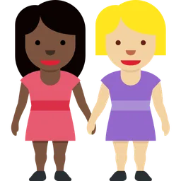 Women Holding Hands: Dark Skin Tone, Medium-Light Skin Tone — Twitter