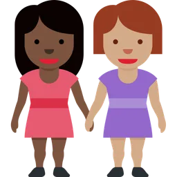 Women Holding Hands: Dark Skin Tone, Medium Skin Tone — Twitter
