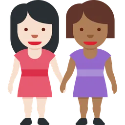 Women Holding Hands: Light Skin Tone, Medium-Dark Skin Tone — Twitter