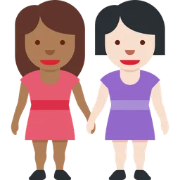 Women Holding Hands: Medium-Dark Skin Tone, Light Skin Tone — Twitter