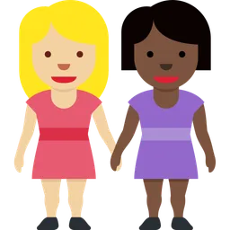 Women Holding Hands: Medium-Light Skin Tone, Dark Skin Tone — Twitter